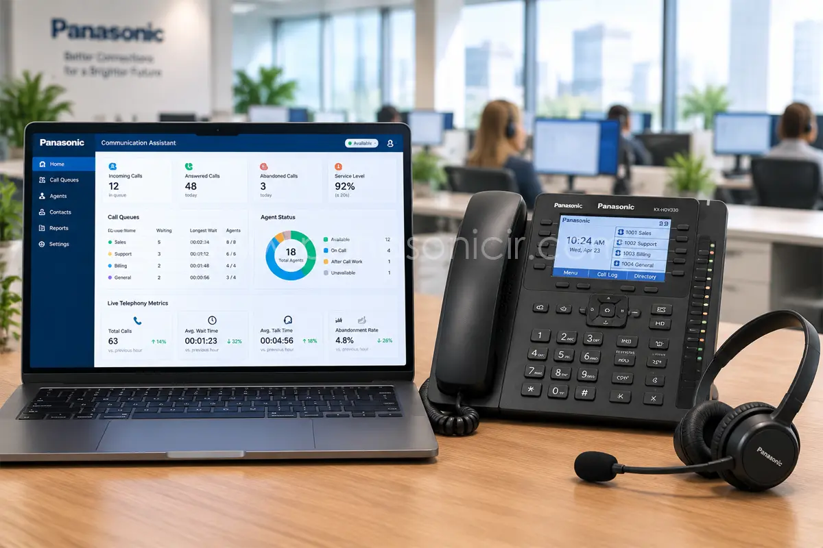 حیط کاربری نرم‌افزار Communication Assistant سانترال پاناسونیک در مرکز تماس